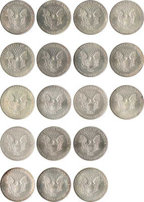 Подборка из 18 монет номиналом 1 доллар США 1991-2010 годов